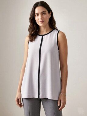 Madewell Sleeveless Contrast-Trim Crepe Top, Lavender White, Womens Size Medium